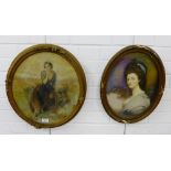 A gilt framed oval print of 'Lady Craven', together with another oval stipple engraving, (2)