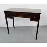 A mahogany three drawer side table, 74 x 92cm