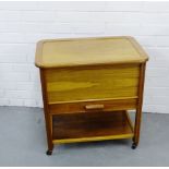 A trolley / sewing box, by C Arnold Ltd, the lift up top above a slide out drawer, 62 x 63cm