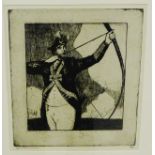 J. Rankine Barclay 'The Archer' Drypoint, No. 2/50, signed in pencil, in a glazed ebonised frame, 19