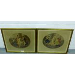 A pair of gilt framed coloured prints to include 'The Judgement of Paris' and 'The Toilet of Venus',