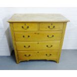 An oak chest with two short drawers above three long graduating drawers, 102 x 102cm