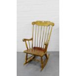 A country wood spindle back rocking chair, 104 x 60cm