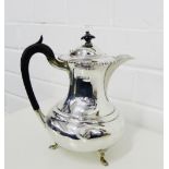 George V silver coffee pot, on three pad feet, makers mark for Henry Atkin, Sheffield 1912, 21cm