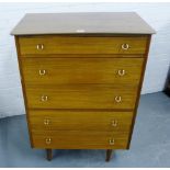 A retro teak chest, the rectangular top over five long drawers, 115 x 80cm