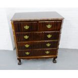 A mahogany chest fitted four long drawers on cabriole legs, 98 x 85cm