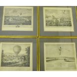 A collection of five gilt framed Ballooning and Aviation prints to include Cornillot's accent at