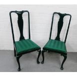 A pair of green painted Queen Anne style side chairs, 104 x 50cm (2)