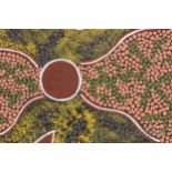 Aboriginal Art, Papunya Tula School - a small painting on board, titled 'Bush Tucker' c1975,