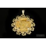 A George V gold half sovereign 1912 coin mounted as a pendant, total gold weight 7grs approx