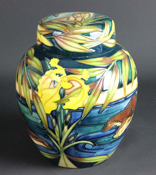 Sian Leeper for Moorcroft Pottery, a ginger jar and cover in River Otter pattern, numbered 39/150,