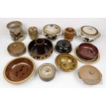 A group of studio pottery, including a Porthleven pottery bowl by Graham Fern; other bowls and