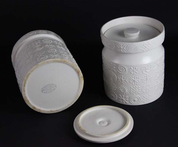 Susan Williams - Ellis for Portmerion Pottery, two Totem series large storage jars in the white, - Image 2 of 3
