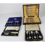 Cased flatware comprising, six silver rattail teaspoons, Sheffield 1924, makers mark of Cooper