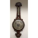 A large Regency rosewood and mother of pearl inlaid barometer, c1830, the extra-large silvered