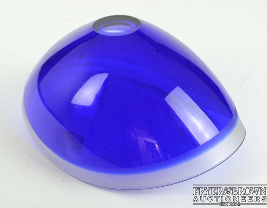 Neil Wilkin - A cobalt blue case elliptical glass bowl, the rim and base cut back to colourless - Image 2 of 2