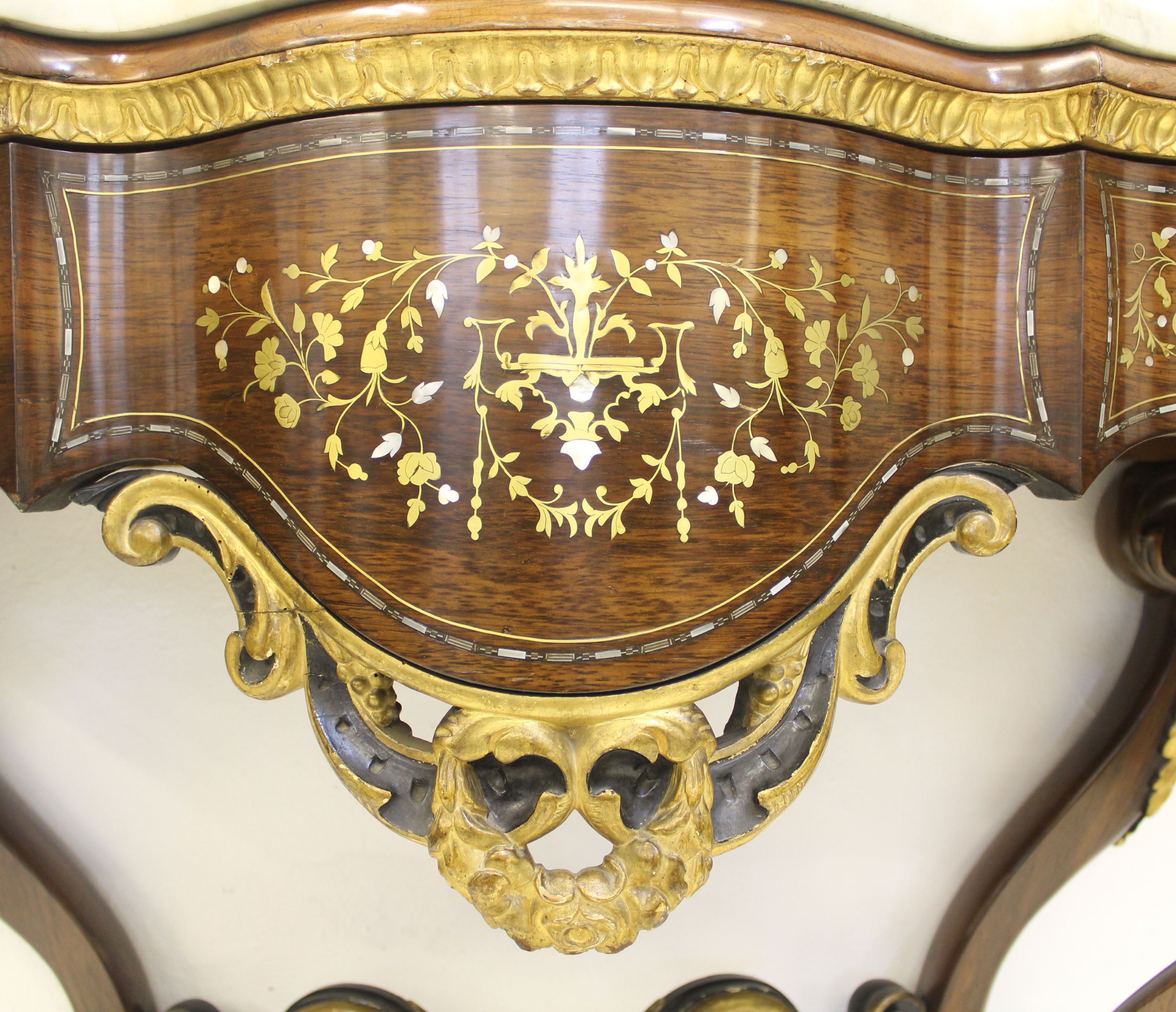 A fine and impressive large 19thC North European commode en console and mirror, c1820, possibly - Image 4 of 12