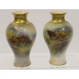A pair of Royal Worcester porcelain vases signed H.Stinton, shape number 2471, painted with highland