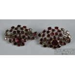 A pretty pair of mid 18thC garnet cluster brooch, each of flower spray design and mounted in