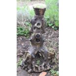 A Victorian brown glazed stoneware sectional rustic tree trunk form garden planter, the truncated