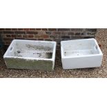 Two white glazed stoneware butlers sinks, 76 and 60cm max width (2)