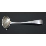 A Georgian silver spice sifter spoon, London 1808, makers mark of SA in rectangle for Stephen Adams,