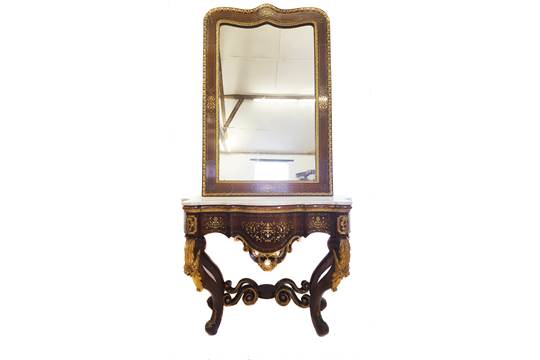 A fine and impressive large 19thC North European commode en console and mirror, c1820, possibly - Image 2 of 12