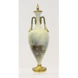 A Royal Worcester porcelain vase and cover, signed Stinton, shape no.2709, registered design