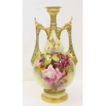 A large Royal Worcester porcelain vase and cover, signed R.Austin, the shape of Islamic influence,