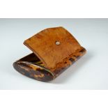 A large early 19thC Thuya wood, tortoiseshell and mother of pearl snuff box, c1830, the ovoid