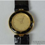 Audemars Piguet - An 18ct yellow gold and black enamel ladies wrist watch, the circular dial with