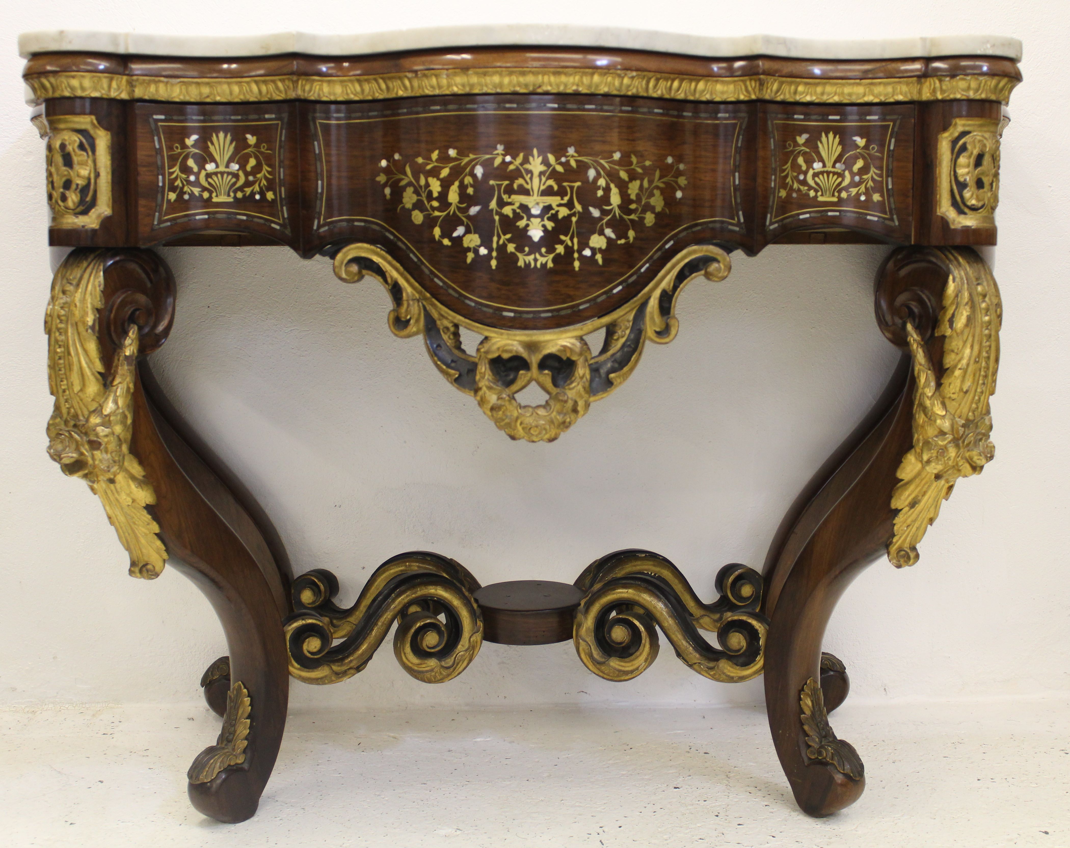 A fine and impressive large 19thC North European commode en console and mirror, c1820, possibly - Image 3 of 12