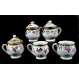 Five Samson porcelain custard cups and three covers, in Chinese export porcelain style, 20th