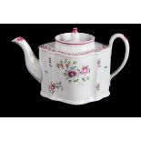 A New Hall Porcelain teapot and cover, circa 1800, pattern N298, painted in famille colours with