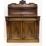 A rosewood Victorian chiffoniere, c1850, single frieze drawer, high back with shelf and foliate