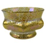 Loetz glass gold formosa hexagonal footed bowl, 14cm diam