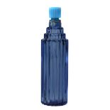 Rene Lalique for Worth - A blue glass perfume bottle of ribbed stepped cylindrical form, with sky