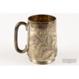 A small or child's Victorian silver tankard or christening mug, of tapered cylindrical form on