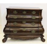 A 19thC Dutch mahogany bombe chest of drawers, the bombe drawers with ornate pierced brass