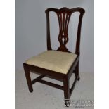 A Georgian mahogany Hepplewhite design side chair, pierced vase form back splat, drop in seat,