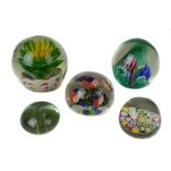 Five paperweights, one formed as a pot plant (5)