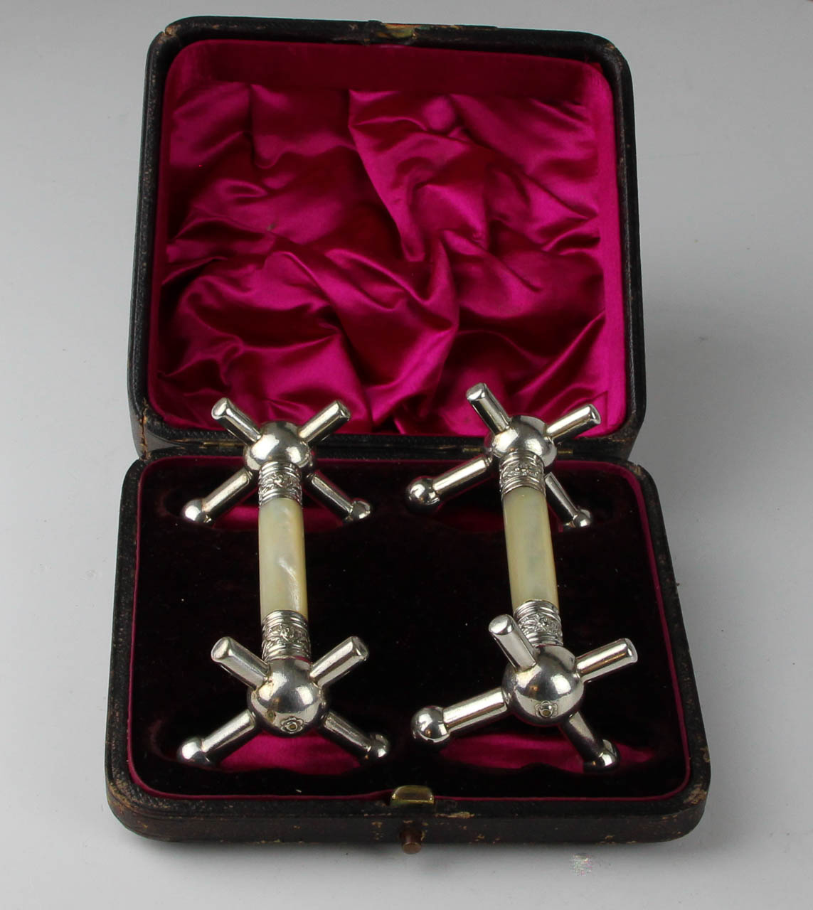 A pair of silver plated fish servers, the pierced blade decorated with foliate scrolls and a pair of - Image 3 of 3