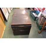 Early 20thC metal steamer trunk with liner