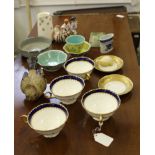 A group of ceramics including four coalport cups, two Limoges gilt saucers and other items (qty)