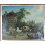 Franz Xavier Reinhold (1816-1893) Pastoral scene with forge/inn oil on canvas, signed, 44 x 55cm