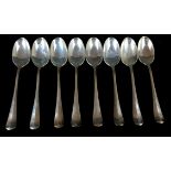 Eight silver teaspoons, Sheffield 1948, makers mark C&Co in chamfered rectangle for Carrington & Co,