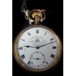 Tho's Russel & Son Tempus Fugit heavy gold filled pocket watch, case stamped 'Illinois Watch Case Co