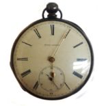 A Nichol Geneve white metal open face hunter pocket watch,with secondary dial and yellow metal hands