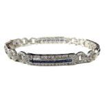 A 18ct white gold sapphire and diamond Art Deco style braclet