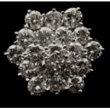 A diamond 19 stone cluster ring, approx 4.75cts, J-K colour, VSII - SI Clarity